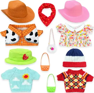 Capybara Plush Clothes & Accessories Set, 12 Pcs of Stuffed Animal Clothes for 12 in Capybara Plush Toys Dress Up (Brown)