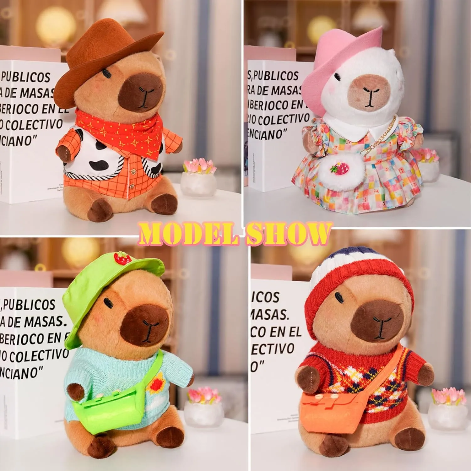 Capybara Plush Clothes & Accessories Set, 12 Pcs of Stuffed Animal Clothes for 12 in Capybara Plush Toys Dress Up (Brown)
