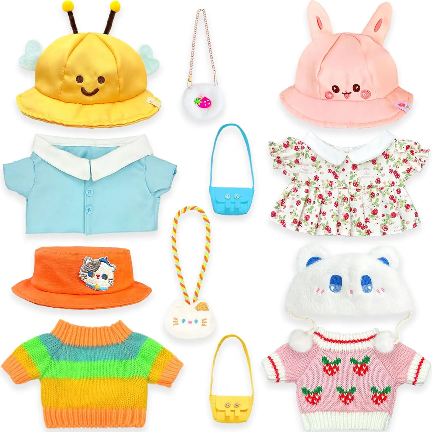 Capybara Plush Clothes & Accessories Set, 12 Pcs of Stuffed Animal Clothes for 12 in Capybara Plush Toys Dress Up (Yellow)