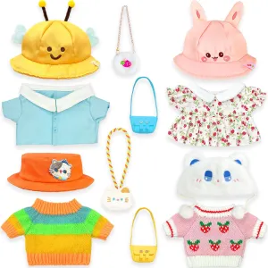 Capybara Plush Clothes & Accessories Set, 12 Pcs of Stuffed Animal Clothes for 12 in Capybara Plush Toys Dress Up (Yellow)