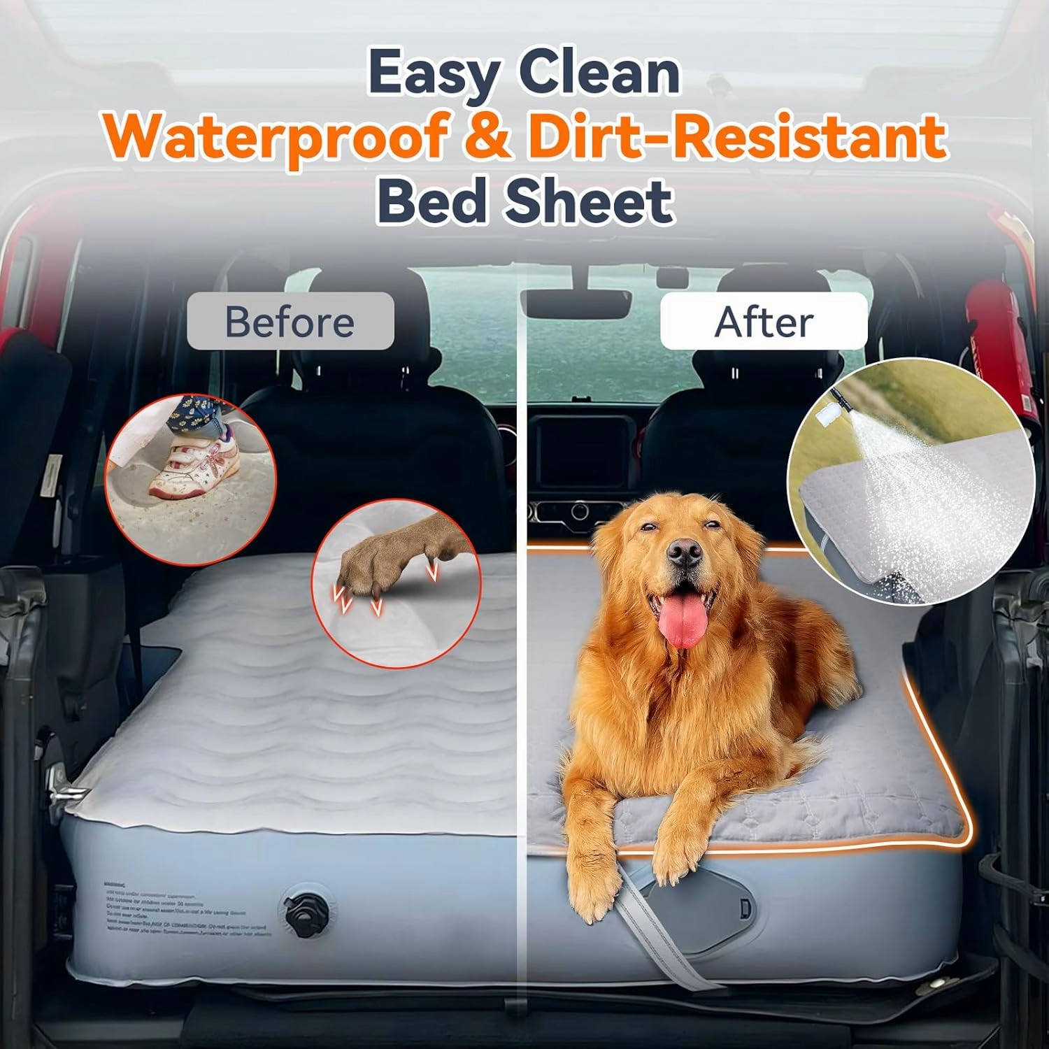 Car Air Mattress Sheet, Cotton-Lined SUV Air Mattress Fitted Sheet, Ultra Soft TPU Waterproof Car Bed Sheet Fits SUV Air Mattress (Gray)
