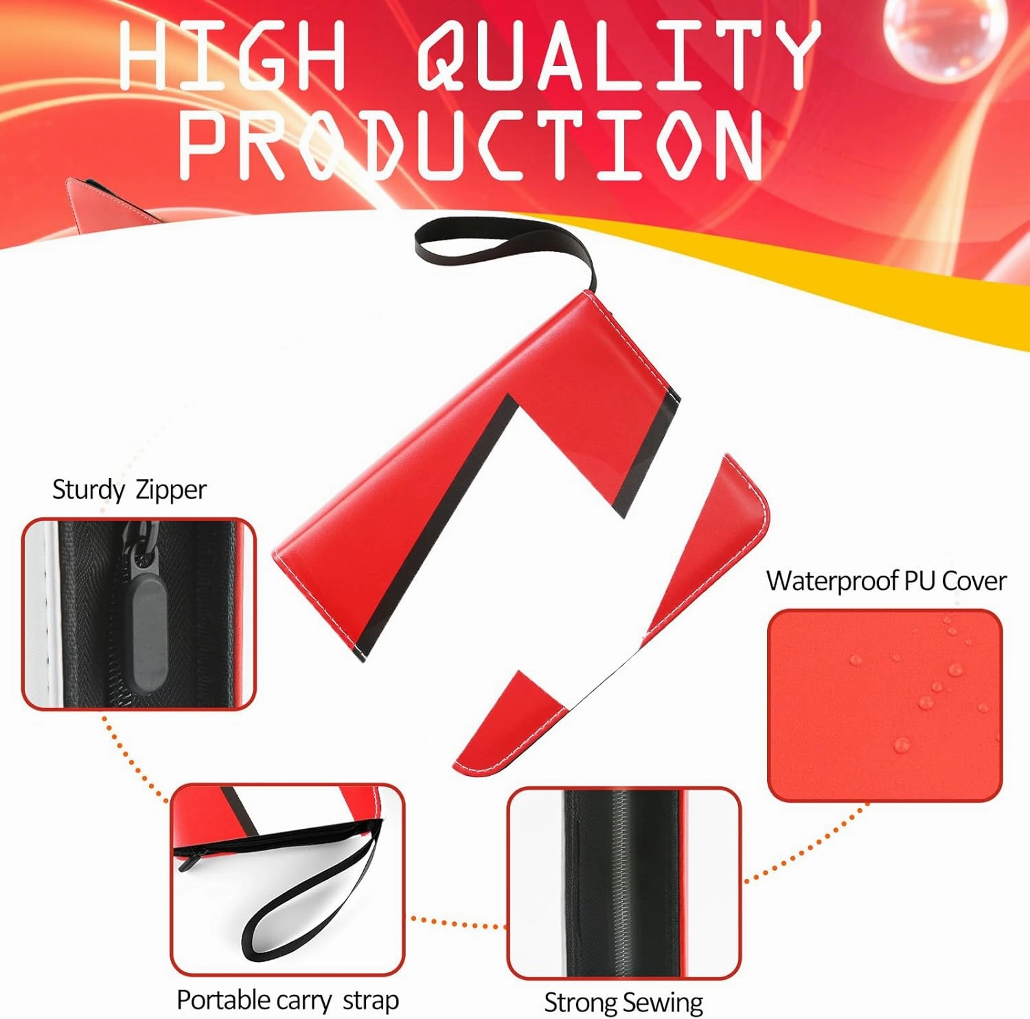 Card Binder 4 Pocket Trading Game Collection Album with 50 Removable Sleeves, Premium PU Holder Zipper, Trading Card Book Holder for Game Cards, Sports Cards, Baseball, Basketball, Football Cards