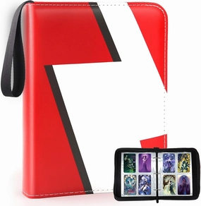 Card Binder 4 Pocket Trading Game Collection Album with 50 Removable Sleeves, Premium PU Holder Zipper, Trading Card Book Holder for Game Cards, Sports Cards, Baseball, Basketball, Football Cards