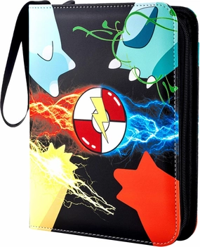 Card Binder 4 Pocket with 50 Removable Sleeves-Can Hold 400 Cards,3-Ring Zipper Sports Book is Gifts for Boys and Girls（Black）