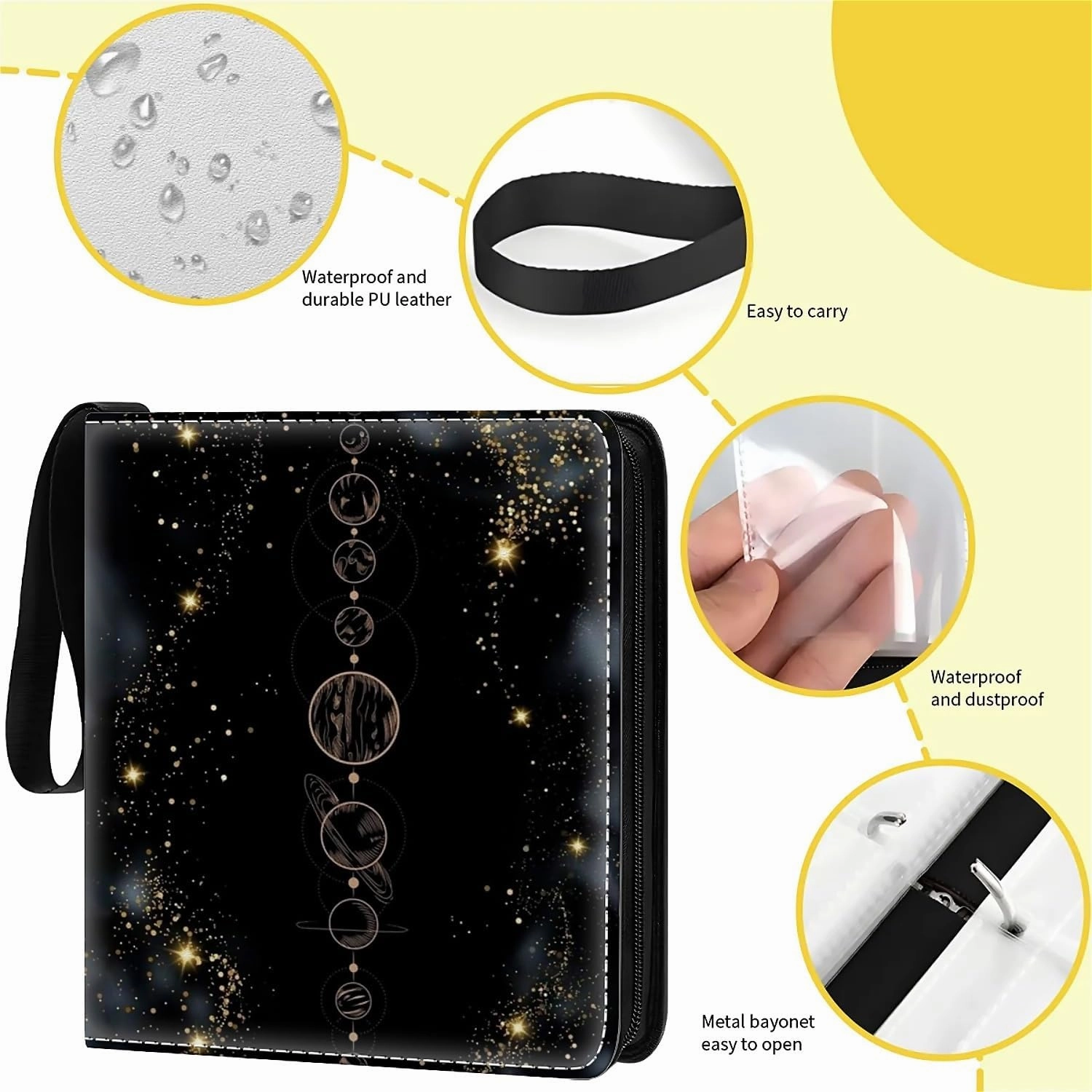 Card Binder 900 Pockets, 50 Sleeves Large Binder Trading Cards Holder 9 Pocket, Storage Organizer, Album Folder Case Protector Collector Gift Aligned Black Planets