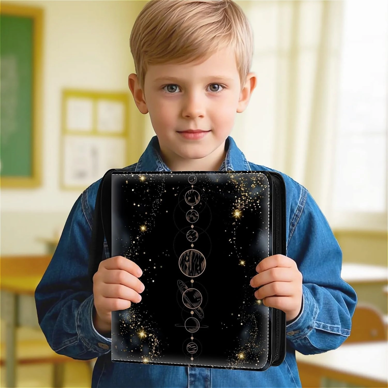Card Binder 900 Pockets, 50 Sleeves Large Binder Trading Cards Holder 9 Pocket, Storage Organizer, Album Folder Case Protector Collector Gift Aligned Black Planets