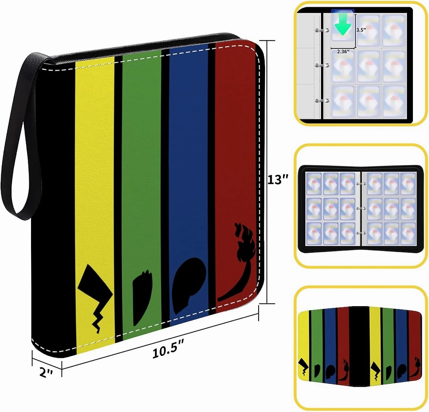 Card Binder 900 Pockets, 50 Sleeves Large Binder Trading Cards Holder 9 Pocket, Storage Organizer, Album Folder Case Protector Collector Gift Cute Cartoon Light