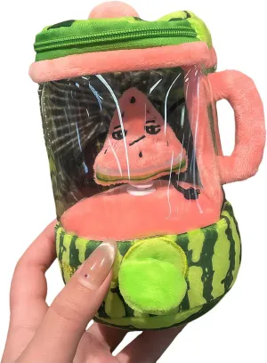 Carrot Blender Plush Toy, Spinning Carrots in a Blenders Stuffy with Zipper Storage & Keychain Clip, Funny Plush Juicer for Kids, Desk Decor and Gifts (Watermelons)