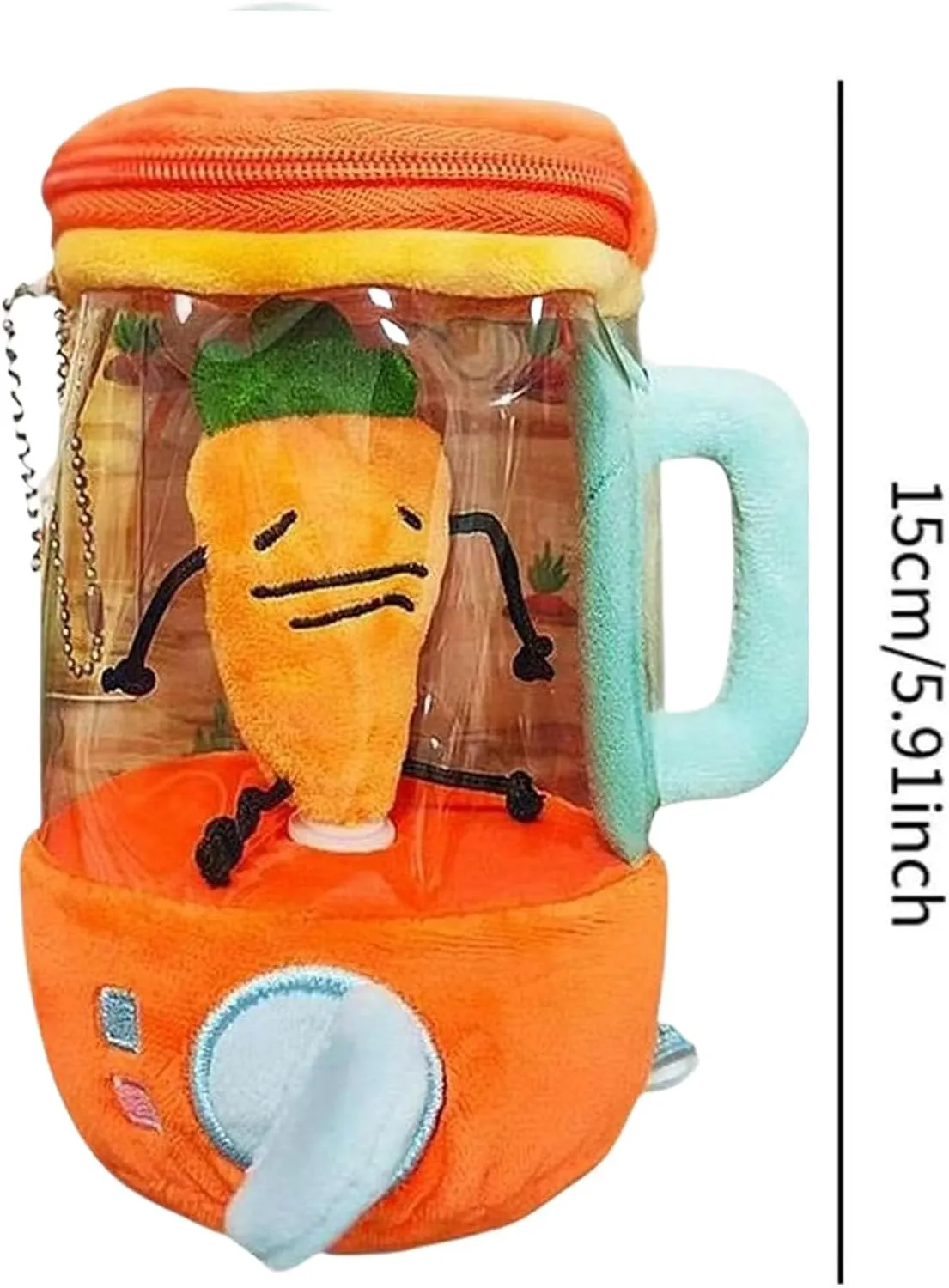 Carrot Blender Plush Toy, Spinning Carrots in a Blenders Stuffy with Zipper Storage & Keychain Clip, Funny Plush Juicer for Kids, Desk Decor and Gifts (Watermelons)