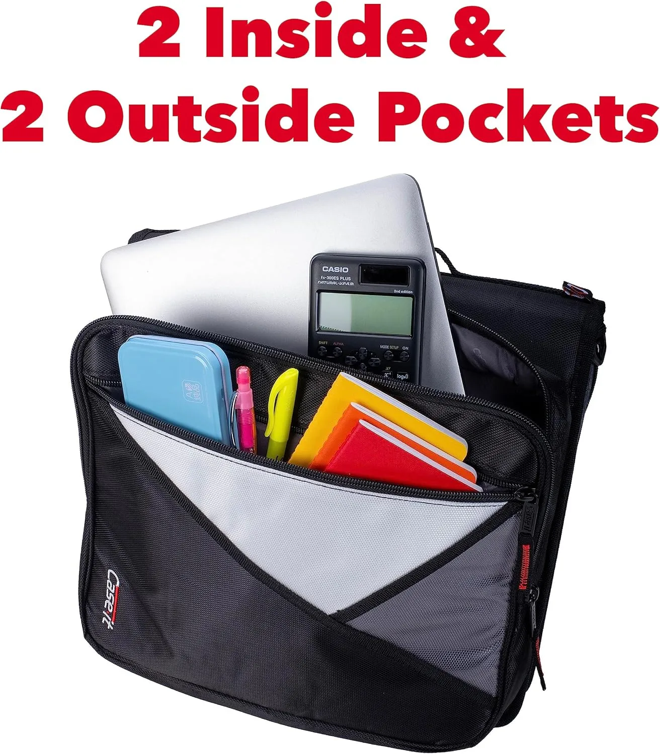 Case-it The Universal Zipper Binder - 2 Inch O-Rings - Padded Pocket That Holds up to 13 Inch Laptop/Tablet - Multiple Pockets - 400 Page Capacity - Comes with Shoulder Strap - Magenta LT-007