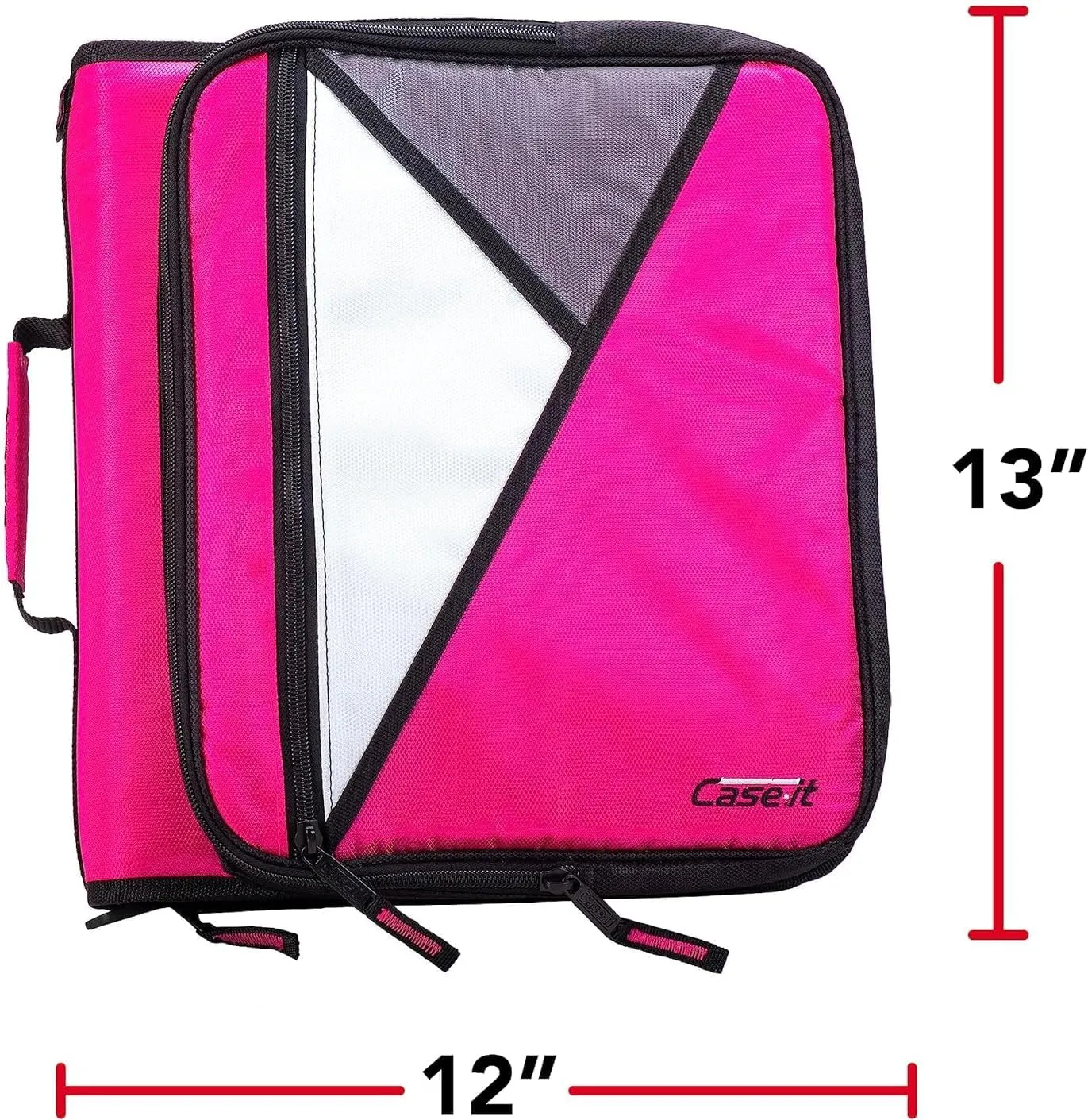 Case-it The Universal Zipper Binder - 2 Inch O-Rings - Padded Pocket That Holds up to 13 Inch Laptop/Tablet - Multiple Pockets - 400 Page Capacity - Comes with Shoulder Strap - Magenta LT-007
