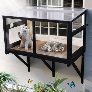 Cat Window Box Window Perch Catio Outdoor Cat Enclosure Bug Proof Wire Grid for Sunbathing Napping Overlooking for Indoor Outdoor Cats