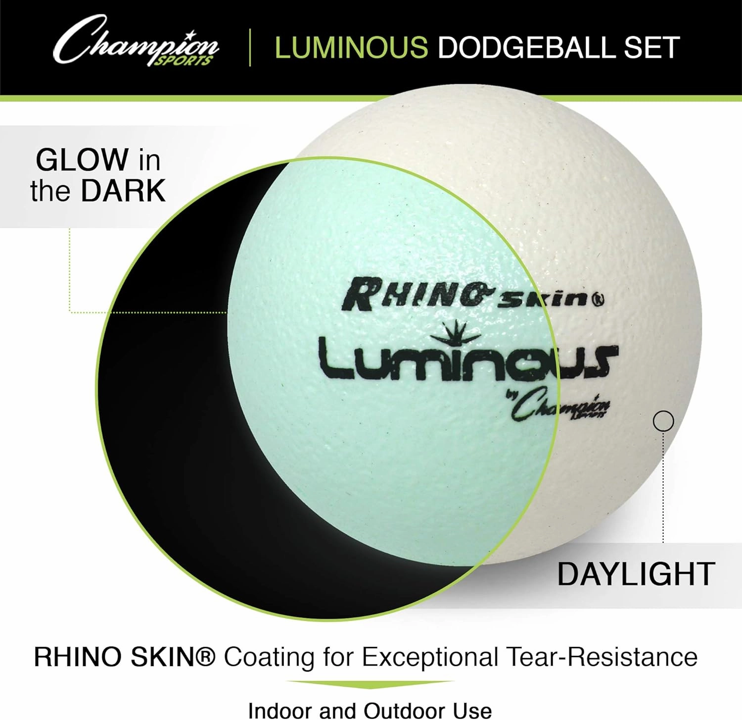 Champion Sports Rhino Skin Luminous Dodgeball Set