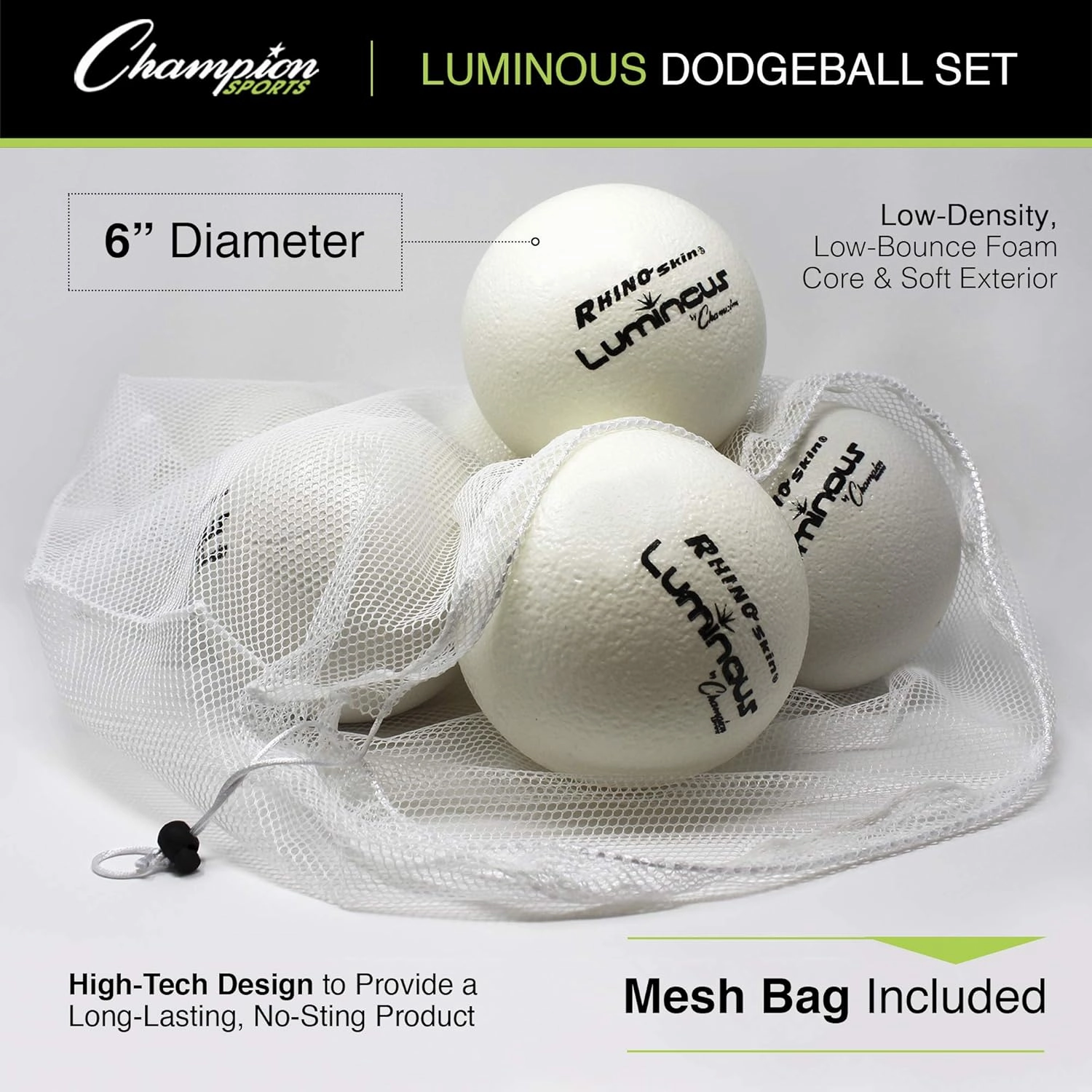 Champion Sports Rhino Skin Luminous Dodgeball Set