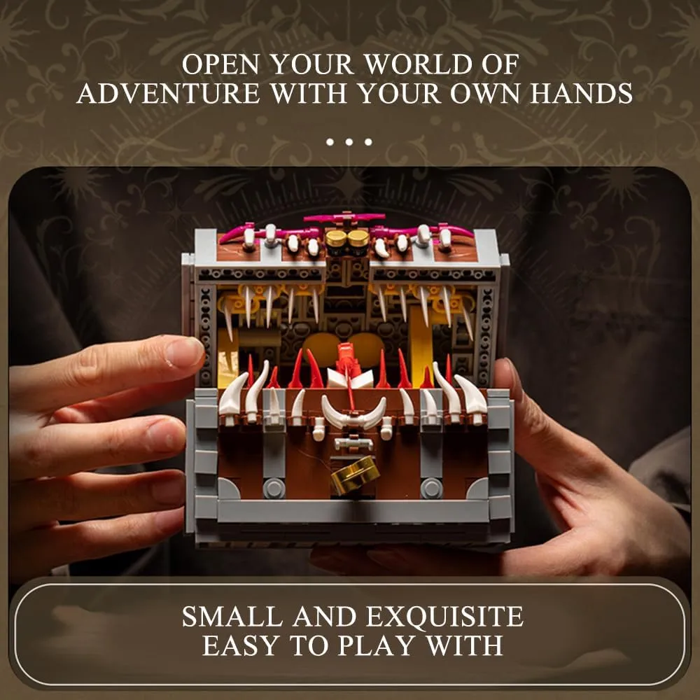 Chest Monster Dragons & Treasures Building Block Set,Dragons Board Game Mimic Treasure Chest Monster Building Block Model Toy for Adult,Collection Toy Gifts for Fans Friend(560 pcs)