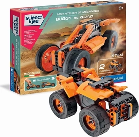 Clementoni - 52535 - Mon Atelier De Mécanique - Buggy and Quad Friction - Construction Set - French Version, Made in Italy, 8 Years and Up