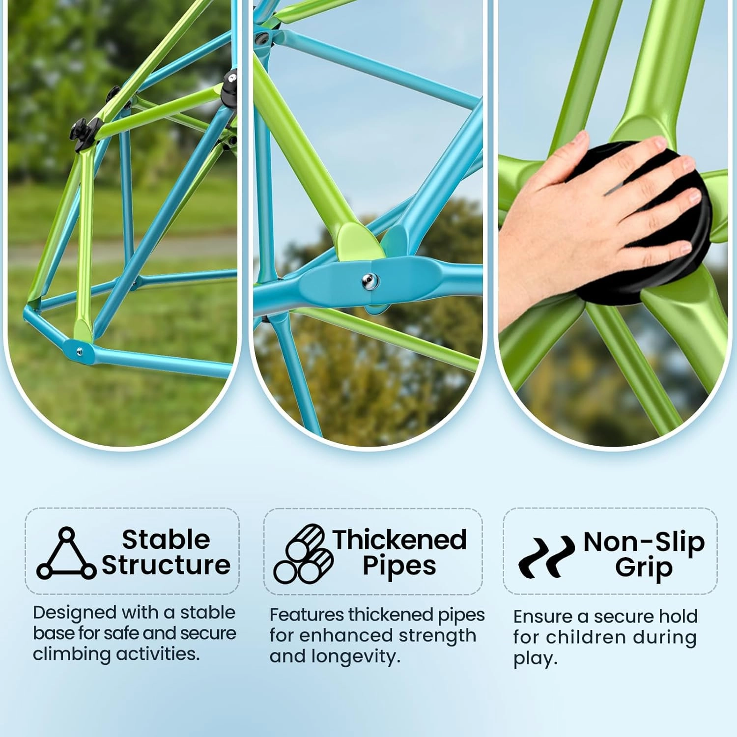 Climbing Dome, 10FT Jungle Gym with Swing for Kids 3 to 10 Outdoor Play Equipment, Supports 800lbs Toddler Play Set, Anti-Rust & Easy Assembly, Gift for Boys Girls