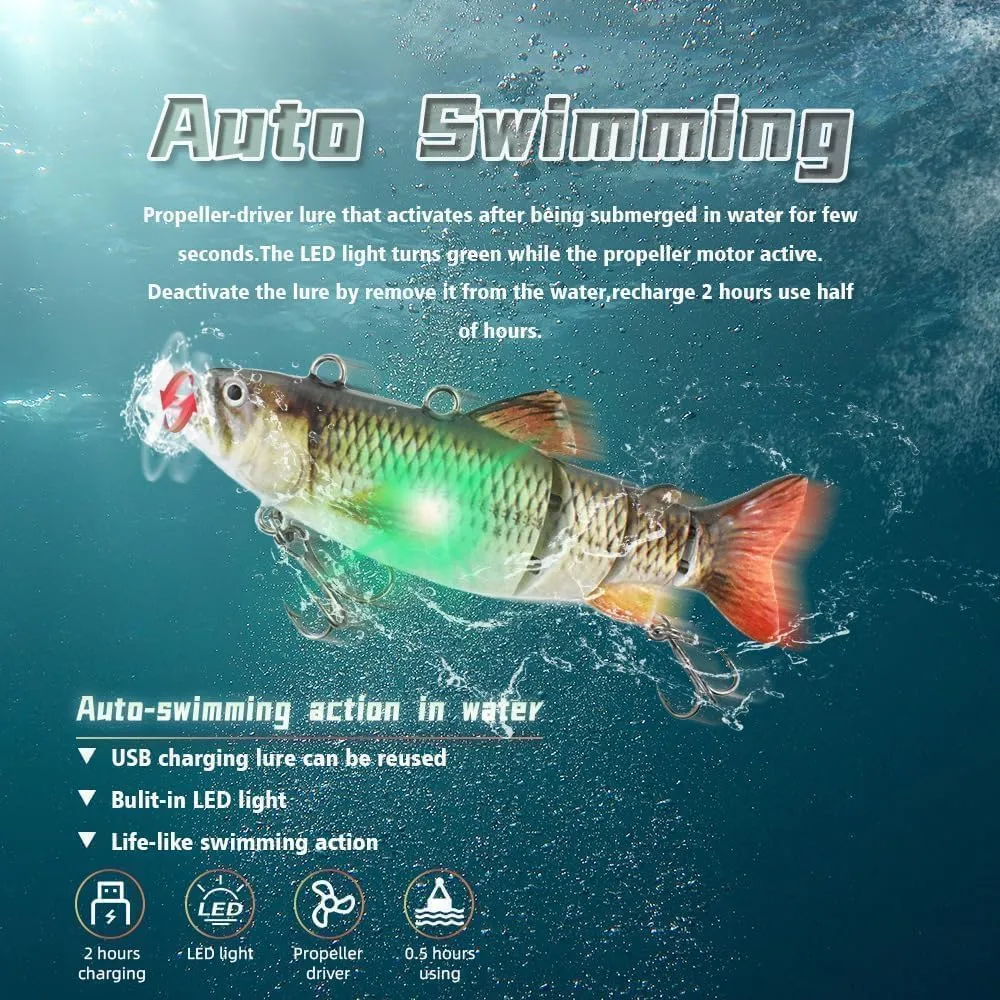 Colitt Robotic Swimming Fishing Lure, USB Rechargeable Robot Lure for Many Waters