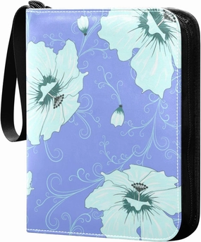 Colorful Flower-pattern Card Binder 4 Pocket, Fits 400 Cards,Trading Card Binder with Sleeves, Waterproof Sports Card Binder with Zip Collectible Trading Card Albums for Collectible Game Cards MTG TCG