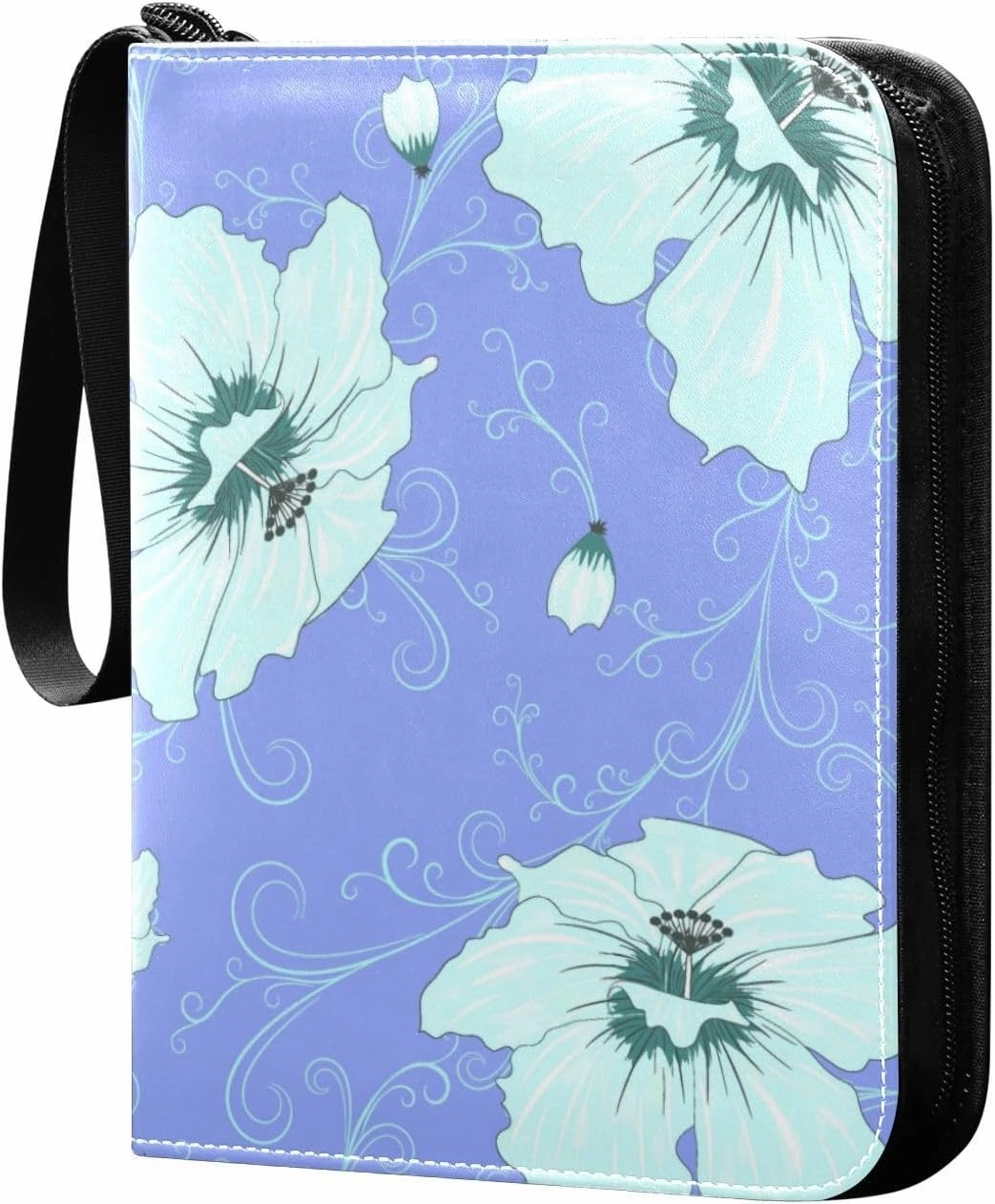 Colorful Flower-pattern Card Binder 4 Pocket, Fits 400 Cards,Trading Card Binder with Sleeves, Waterproof Sports Card Binder with Zip Collectible Trading Card Albums for Collectible Game Cards MTG TCG