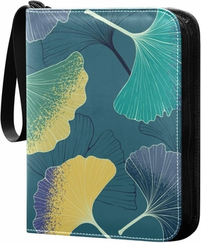 Colorful-ginkgos-leaves Card Binder 4 Pocket, Fits 400 Cards,Trading Card Binder with Sleeves, Waterproof Sports Card Binder with Zip Collectible Trading Card Albums for Collectible Game Cards MTG TCG