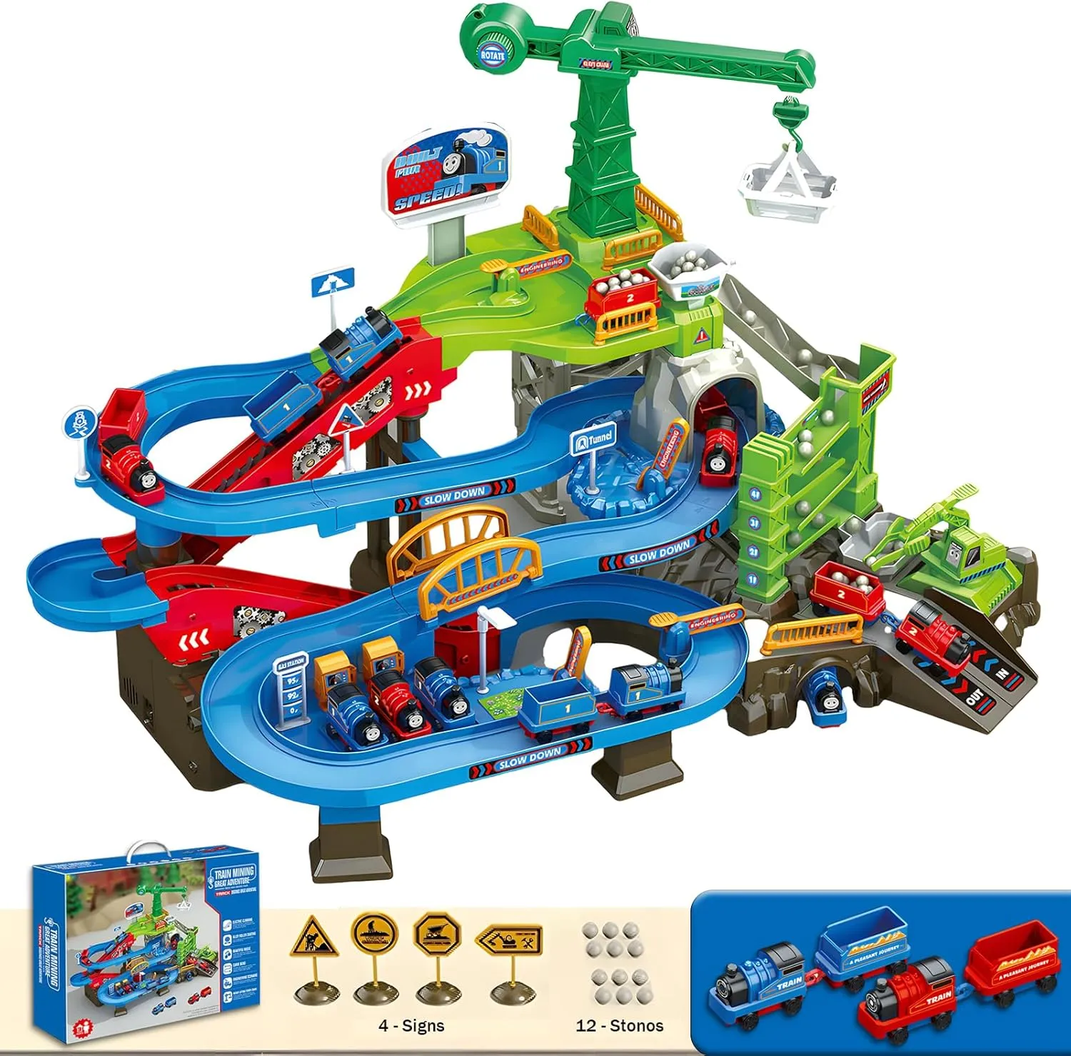 Construction Vehicle Toys Race Car Track for Kids Age 3-8 Train Set Best Birthday Gift with 4 Mini Engineering Cars