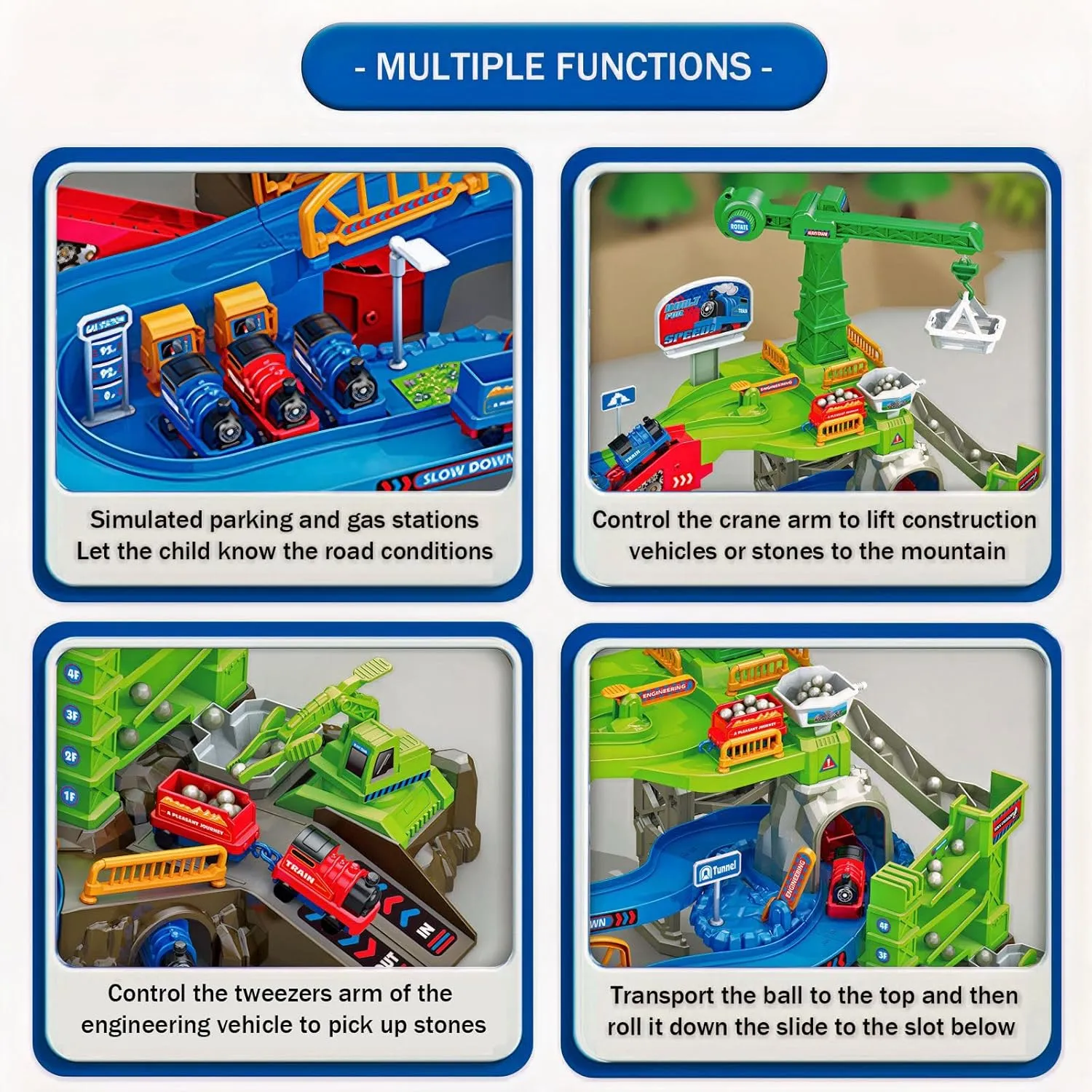 Construction Vehicle Toys Race Car Track for Kids Age 3-8 Train Set Best Birthday Gift with 4 Mini Engineering Cars