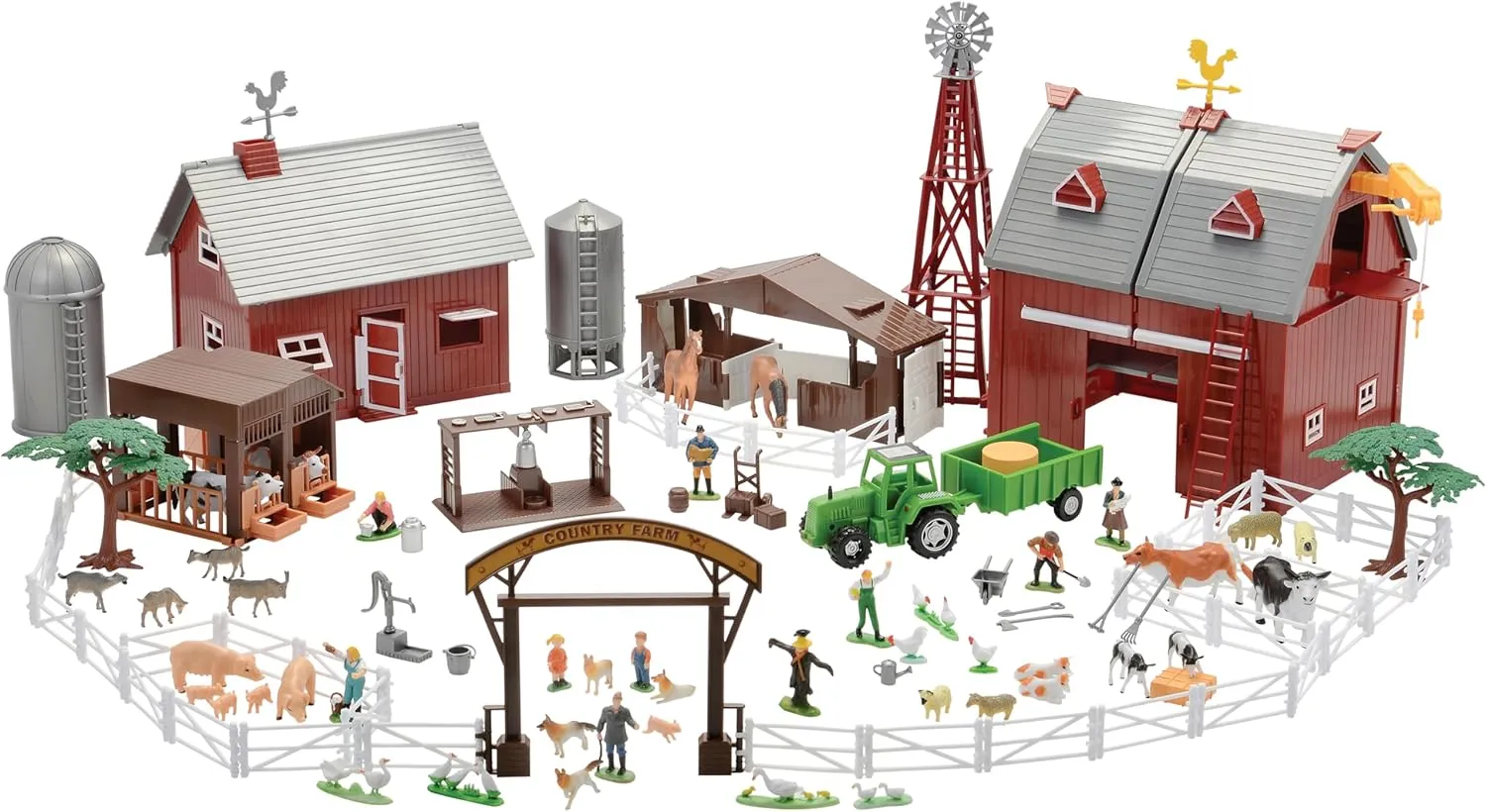 Constructive Playthings CP Toys 100 pc. Deluxe Barnyard Playset with 35 Assorted Animals