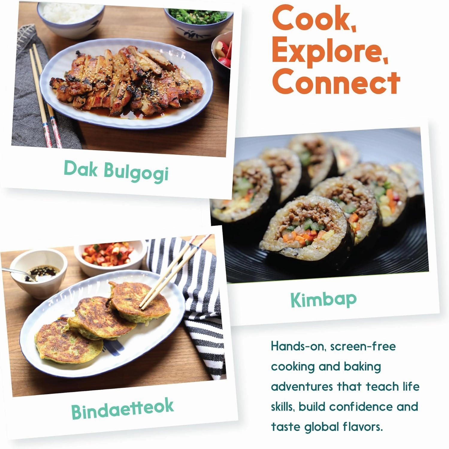 Cooking Kits for Kids - Interactive & Educational Set with 3 Recipe Cards, Key Ingredients & Cooking Tools - Ideal Idea for Kids who Love to Create Meals (South Korea Edition)