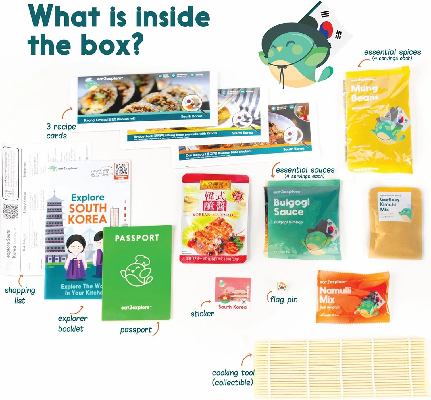 Cooking Kits for Kids - Interactive & Educational Set with 3 Recipe Cards, Key Ingredients & Cooking Tools - Ideal Idea for Kids who Love to Create Meals (South Korea Edition)