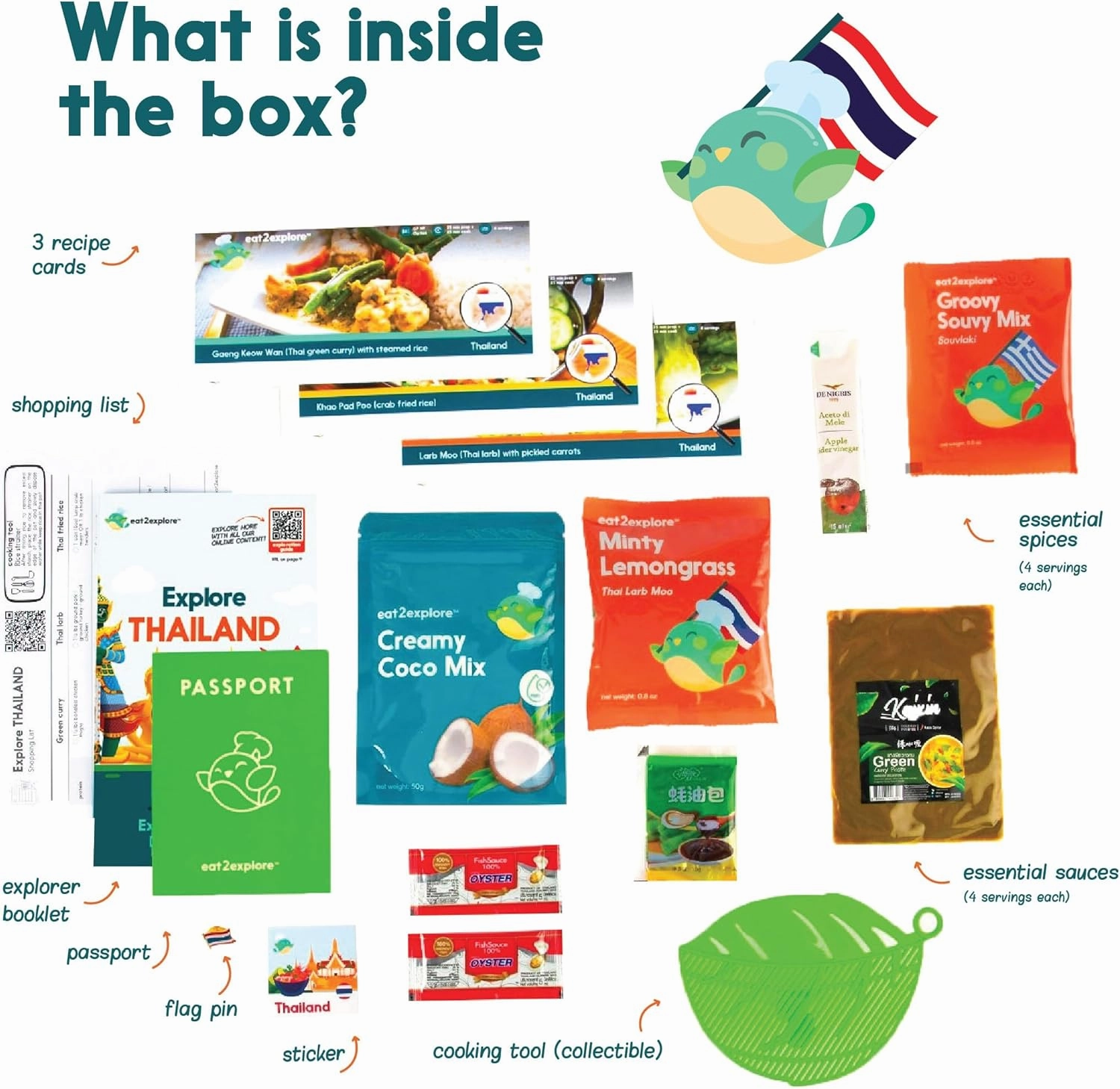 Cooking Kits for Kids - Interactive & Educational Set with 3 Recipe Cards, Key Ingredients & Cooking Tools - Ideal Idea for Kids who Love to Create Meals (Thailand Edition)