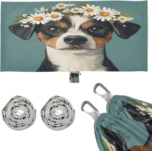 Cool Dog with Daisies Camping Hammock Single Portable Hammocks 330 lbs Capacity with 2 Tree Straps and Attached Carry Bag,Perfect for Outdoor,Indoor,Beach,Camping,Travel