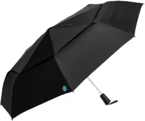 Coolibar UPF 50  42 Inch Sodalis Travel Umbrella - Sun Protective (One Size- Black Matte Black Coating)