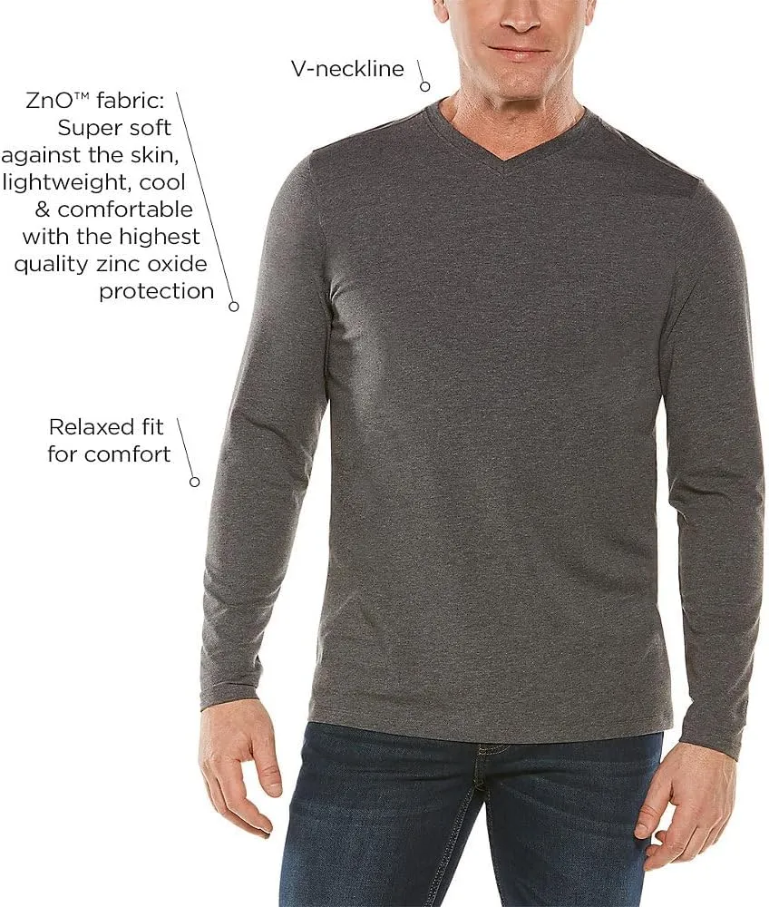 Coolibar UPF 50  Men's Morada Everyday Long Sleeve V-Neck T-Shirt - Sun Protective