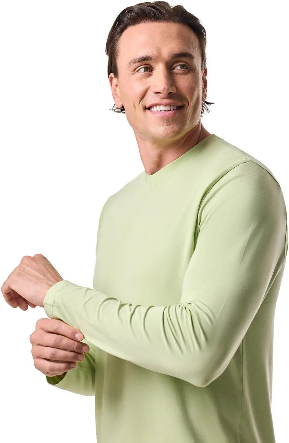 Coolibar UPF 50  Men's Morada Everyday Long Sleeve V-Neck T-Shirt - Sun Protective