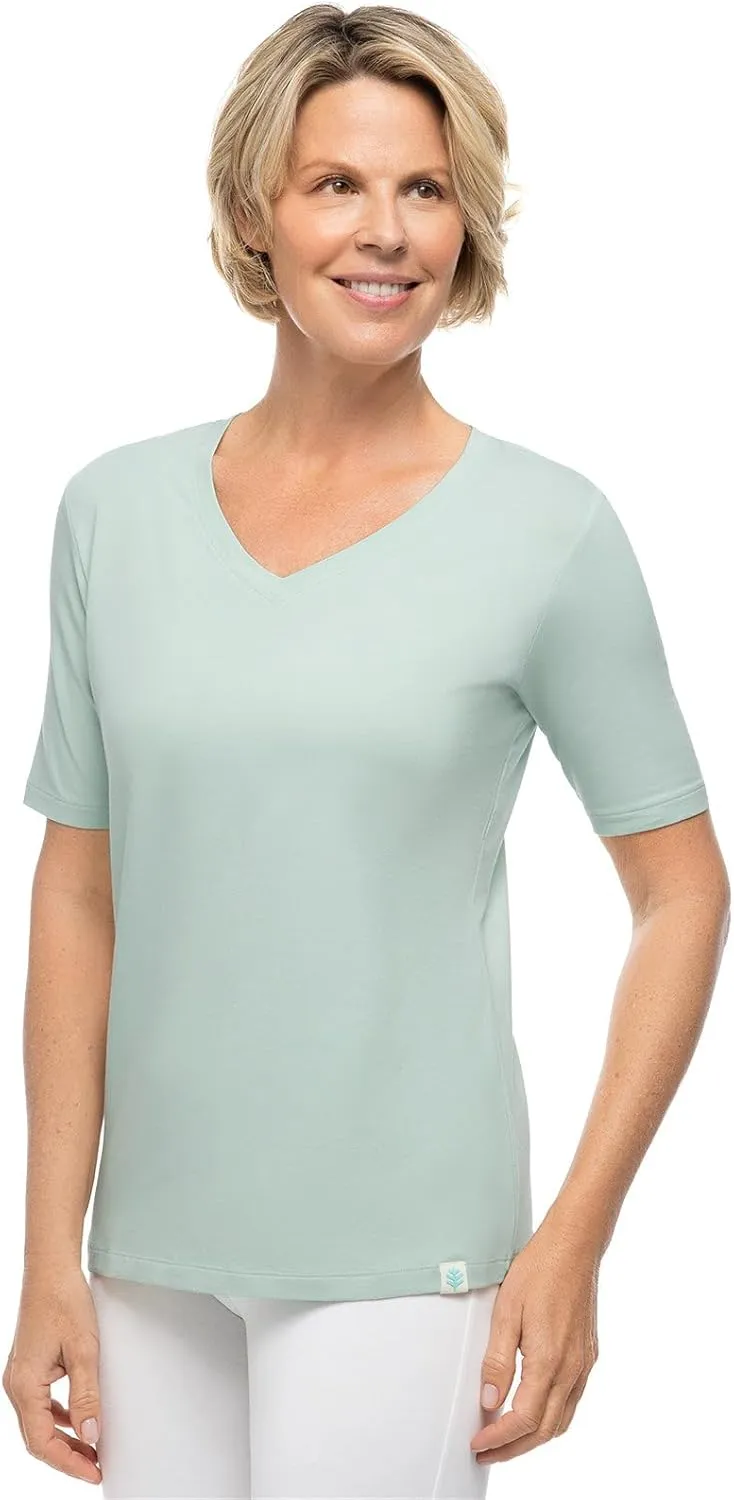 Coolibar UPF 50  Women's Morada Everyday Short Sleeve V-Neck T-Shirt - Sun Protective