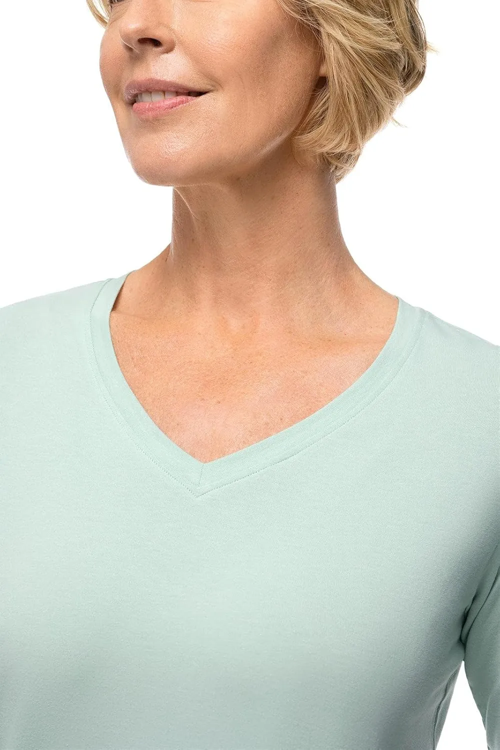 Coolibar UPF 50  Women's Morada Everyday Short Sleeve V-Neck T-Shirt - Sun Protective