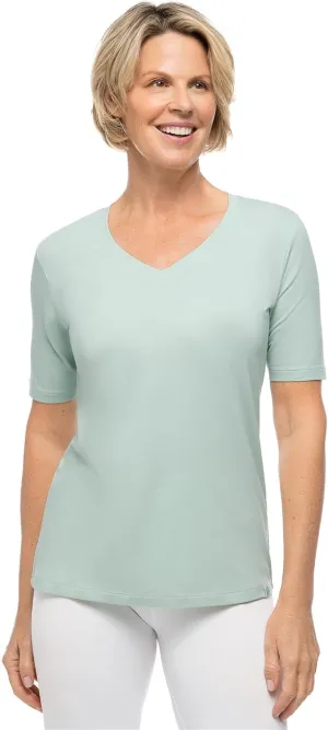 Coolibar UPF 50  Women's Morada Everyday Short Sleeve V-Neck T-Shirt - Sun Protective