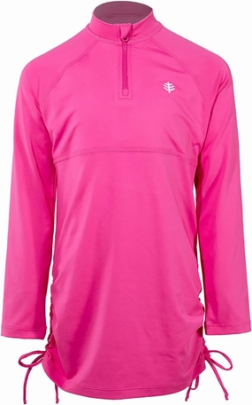 Coolibar UPF 50  Girl's Lawai Ruche Swim Shirt - Sun Protective