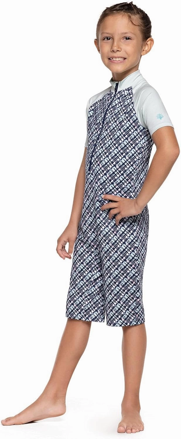 Coolibar UPF 50  Kid's Barracuda Neck-to-Knee Surf Swimsuit- Sun Protective