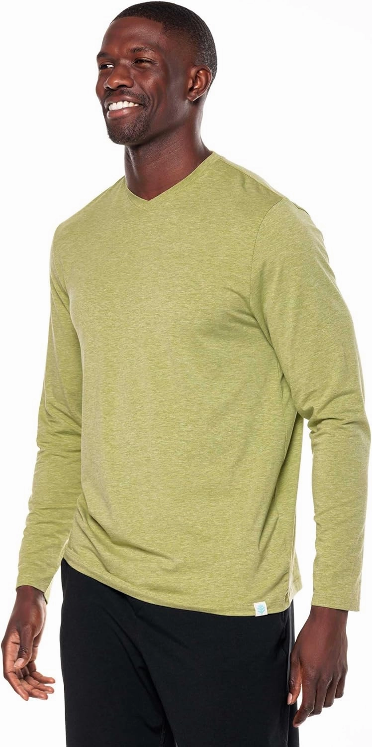 Coolibar UPF 50  Men's Morada Everyday Long Sleeve V-Neck T-Shirt - Sun Protective