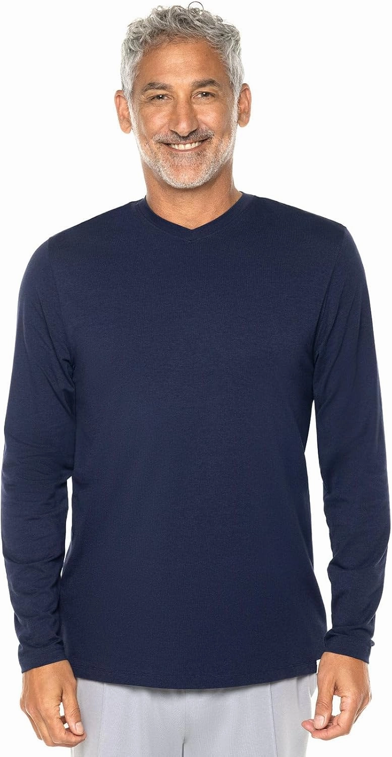 Coolibar UPF 50  Men's Morada Everyday Long Sleeve V-Neck T-Shirt - Sun Protective