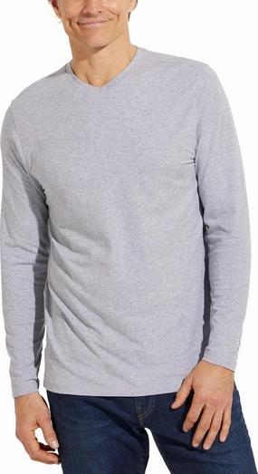 Coolibar UPF 50  Men's Morada Everyday Long Sleeve V-Neck T-Shirt - Sun Protective