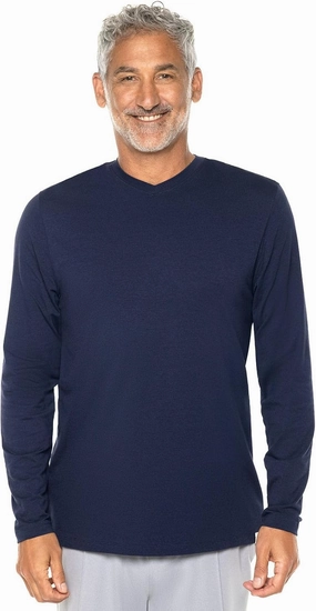 Coolibar UPF 50  Men's Morada Everyday Long Sleeve V-Neck T-Shirt - Sun Protective