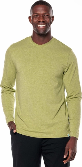 Coolibar UPF 50  Men's Morada Everyday Long Sleeve V-Neck T-Shirt - Sun Protective
