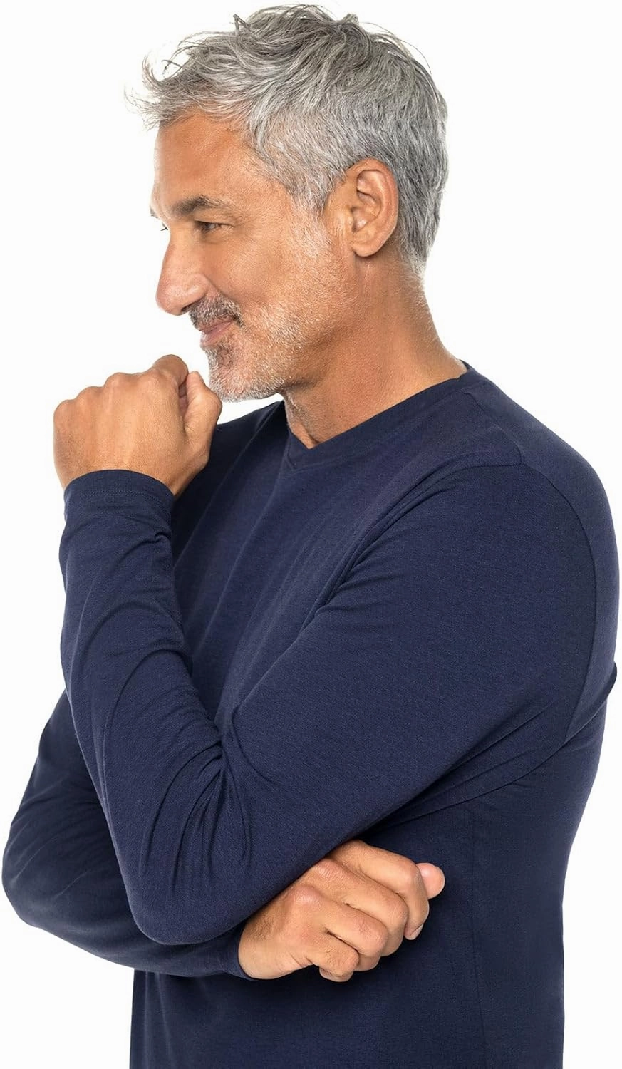 Coolibar UPF 50  Men's Morada Everyday Long Sleeve V-Neck T-Shirt - Sun Protective