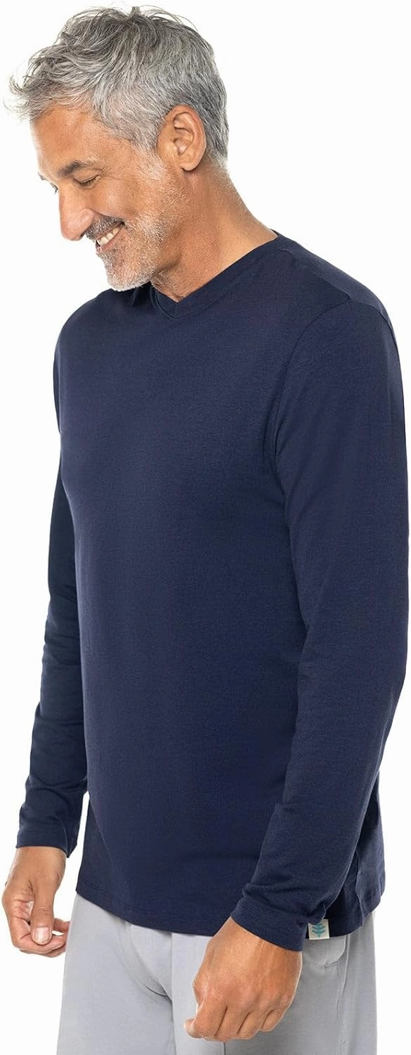 Coolibar UPF 50  Men's Morada Everyday Long Sleeve V-Neck T-Shirt - Sun Protective