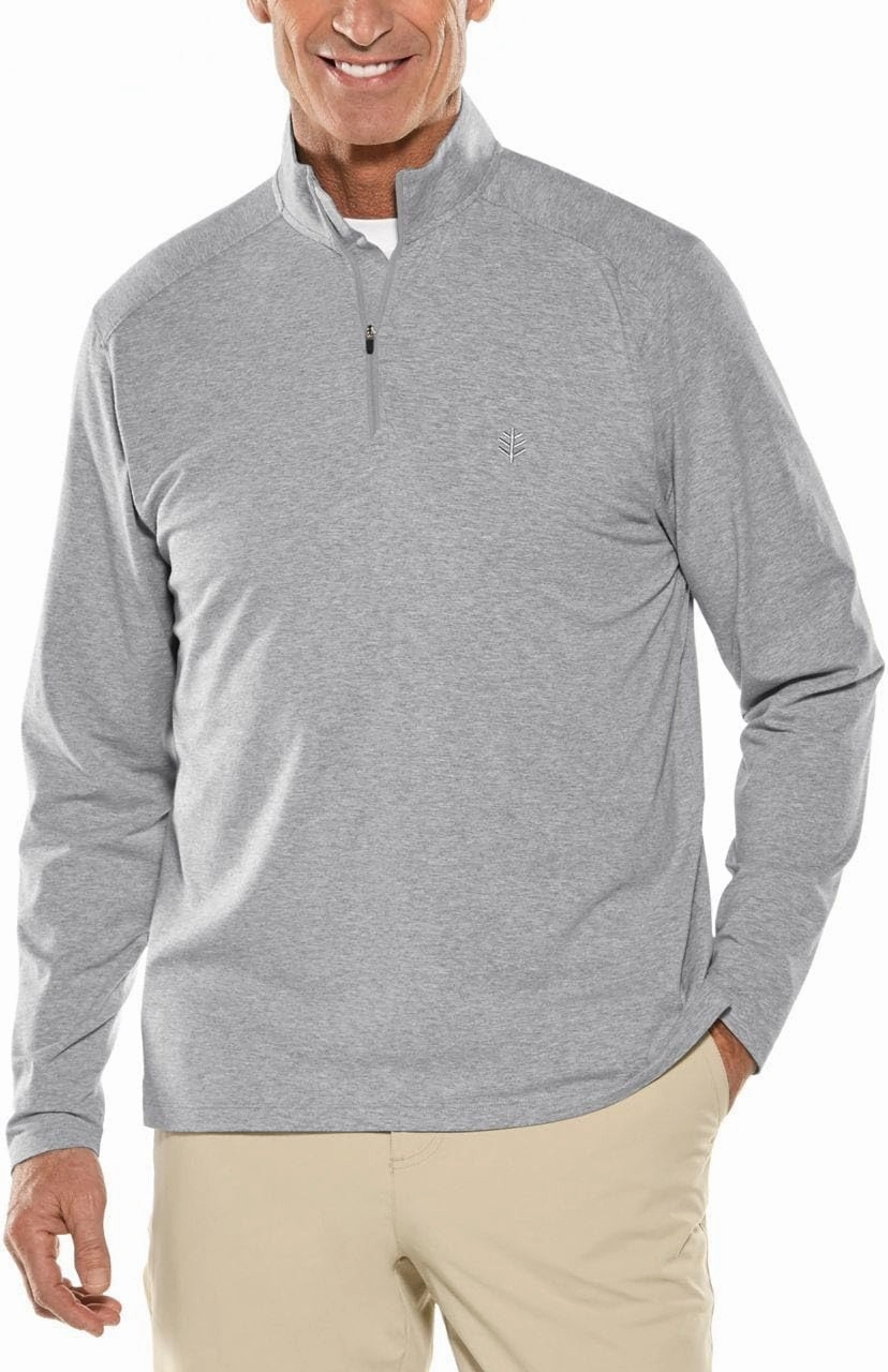 Coolibar UPF 50  Men's Sonora Quarter-Zip - Sun Protective (Medium- Grey)
