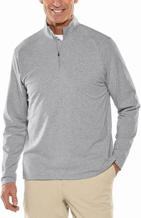 Coolibar UPF 50  Men's Sonora Quarter-Zip - Sun Protective (Medium- Grey)