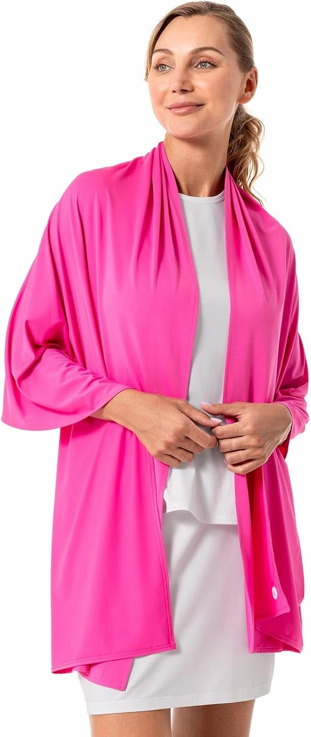 Coolibar UPF 50  Women's Bhakti Sun Shawl, Sleek Grey, One Size, Solid - Sun Protective